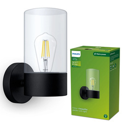 FLAREON E27 kültéri homlokzati fali lámpa IP44 fekete Philips