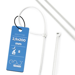 Kábelkötöző 2,5x200 fehér (100 db) EDO777787 EDO Technic