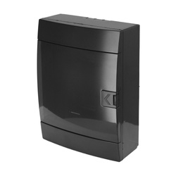 Felszíni kapcsolószekrény 16 modulos fekete füst HOROZ