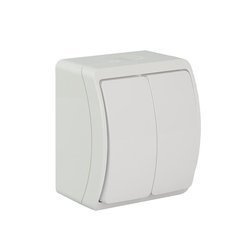 Fröccsenésálló kettős kapcsoló (csillárkapcsoló), fehér, IP44 KOALA 152-01 ViPlast