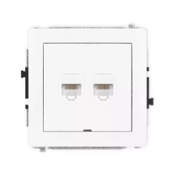 Számítógépes aljzat mechanizmus 2xRJ45, kat. 5e, 8-pólusú, névtábla nélküli, matt fehér DECO 25DGKBO-2 Karlik
