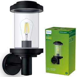 LISTRA kültéri homlokzati fali lámpa E27 IP44 fekete Philips