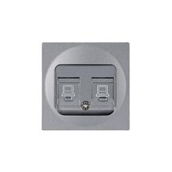 Kéttagú RJ45 aljzat fedlap ezüst, ViP ViPlast