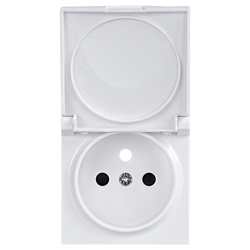 Egyes földelt aljzat fedlappal, IP44 védelemmel, fehér színű, ViP ViPlast sorozat