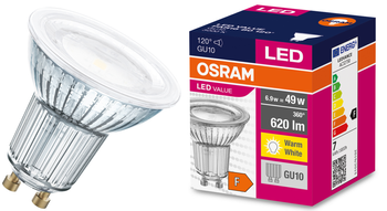 Ledes izzó PAR típus 6.90W PARATHOM Value PAR16 GU10 Nem Szabályozható 3000κ Osram