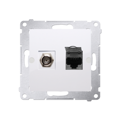 Simon 54 Premium fehér DASFRJ45.01/11 "F" típusú antenna aljzat + RJ45 kat.6 (moduláris)