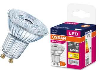 Ledes izzó PAR típus 6.90W PARATHOM Value PAR16 GU10 Nem Szabályozható 3000κ Osram