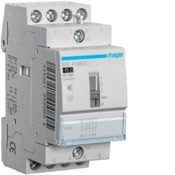 HAGER ERL418SDC MÁGNESKAPCSOLÓ KÉZI KAPCSOLÁSSAL 2Z + 2NY 16A 12V DC 50 HZ, I-0-II, MODULÁRIS