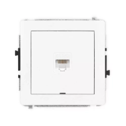 Egyszemélyes 1xRJ45 számítógépes aljzat mechanizmus, 5e kat., 8 pines, leírómező nélküli, matt fehér DECO 25DGKBO-1 Karlik