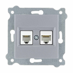 Kat.6 hálózati aljzat + telefon aljzat Ezüst 256/10E EXEN