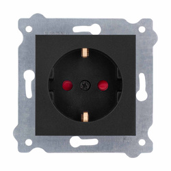 Schuko  2P+E földelt aljzat áramútvonal-csökkentőkkel Fekete metál 238/14E EXEN