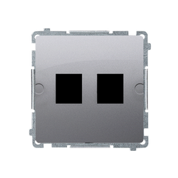 Burkolat adatkommunikációs aljzatoknak, Keystone, lapos, dupla inox (met.) Kontakt Simon BMPT/21