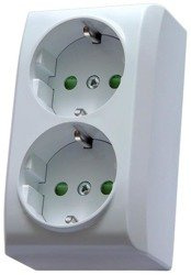 Gniazdo podwójne z uziemieniem schuko z przesłonami torów prądowych biały Ospel Bis GN-2BSP/00