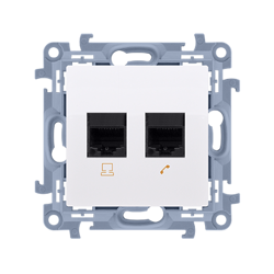 Dupla Telefon aljzat RJ11 (modul) fehér Simon 10