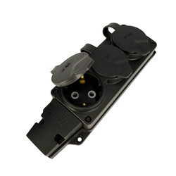 Gumiborítású hármas Schuko dugalj IP54 fekete | 220.000.301 | HOROZ