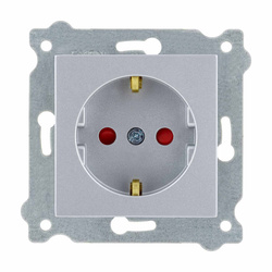 Schuko 2P+E földelt Elektromos aljzat áramvágányokkal és fedőkkel Ezüst 238/10E EXEN