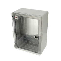 ABS elektromos ház 250x330x140 cinkelt szerelőlappal (átlátszó ajtókkal) | 800.701.002 | HOROZ