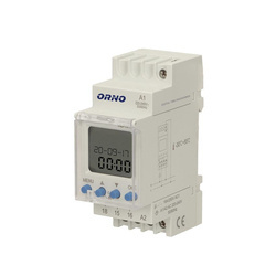 Elektronikus időzítő, 100 program, 3 menünyelv, 1 relékimenet 16A/230V, szélesség 2 modul, DIN TH-35mm