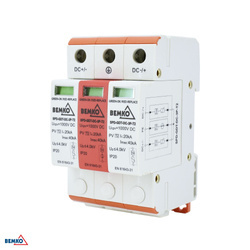 Túlfeszültség-levezető 3P DC 1000V CLASS T2 gázszikraközzel Bemko