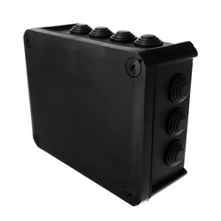 Felületre szerelhető hermetikus doboz kábelbevezetőkkel, csavaros fedéllel, 190x150x75mm, IP66, fekete, EDO777831, EDO Technic