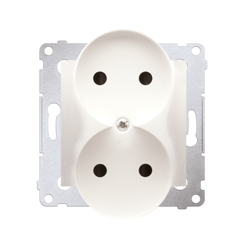 Simon 54 Premium Krém földetlen dupla aljzat, biztonsági zsaluval, csavaros csatlakozók, DG2MZ.01/41