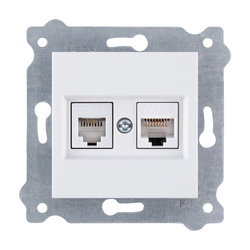 Cat.6 számítógép + telefon aljzat Fehér 256/01E EXEN