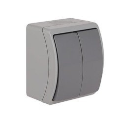 Fröccsenésálló kettős kapcsoló (csillárkapcsoló), szürke-grafit, IP44 KOALA 152-08 ViPlast