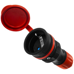 Egyszeres aljzat, hermetikus IP44, EXTREM; VÖRÖS/FEKETE