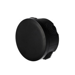 Felületre szerelhető hermetikus doboz kábelbevezetőkkel, pattintós zárással, Ø89x47mm, IP55, fekete, EDO777827, EDO Technic