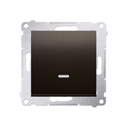 Simon 54 Premium Barna matt szimpla NO kapcsoló nyomógomb, LED háttérvilágítással, piktogram nélkül, gyorscsatlakozó, DP1L.01/46