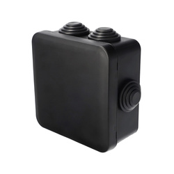 Felületre szerelhető hermetikus doboz kábelbevezetőkkel, pattintós zárással, 94x94x47mm, IP55, fekete, EDO777828, EDO Technic