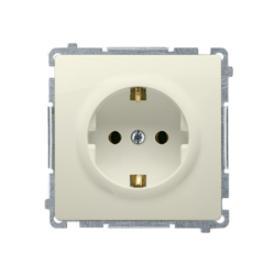 Földelt dugaszolóaljzat Schuko (modul) 16A, 250V~, csavaros csatlakozók bézs Kontakt Simon BMGSZ1.01/12