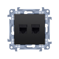Dupla Hálózati aljzat RJ45 kategória 6 (modul) matt fekete Simon 10