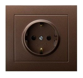 Egyetlen aljzat földeléssel, barna fém Ospel Kier GP-1WS/52