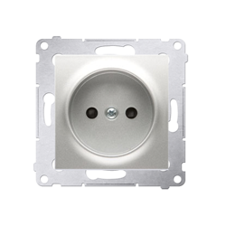 Simon 54 Premium Ezüst földetlen aljzat, biztonsági zsaluval, csavaros csatlakozók, DG1Z.01/43