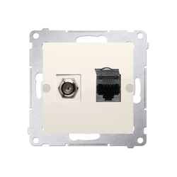 Simon 54 Premium krém DASFRJ45.01/41 "F" típusú antenna aljzat + RJ45 kat.6 (moduláris)