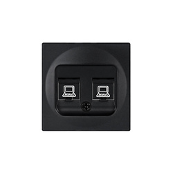 Kéttagú RJ45 aljzat fedlap fekete, ViP ViPlast