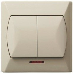 Łącznik dwugrupowy świecznikowy z podświetleniem pomarańczowym beżowy Ospel Akcent ŁP-2AS/01