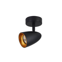 OVO 1 Black Gold, szalag, IP20, GU10, fekete, arany gyűrű EDO777237 Edo Solutions, egyszemélyes spot mennyezeti lámpatest