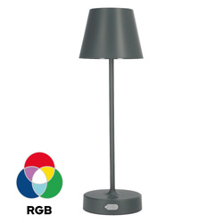 NELI 2,7W LED asztali lámpa, CCT+RGB szürke, akkumulátorral, 2200mAh, IP54, 200lm, 33cm, EDO777720 EDO Solutions