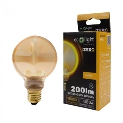 Dekoratív LED izzó E27 4W 1800K meleg 200lm G80 Amber ZERO SERIES ZERO sorozat Eco Light