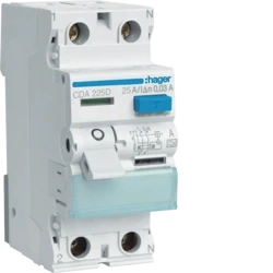 RCCB maradó áramú megszakító 2P 6kA 25A 30mA A típus CDA225D Hager