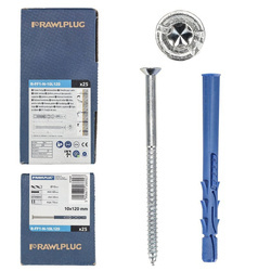 Keretdübel horganyzott süllyesztett csavarral R-FF1 10x120 mm Ezüst kartoncsomag 25 db.