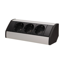Bútor aljzat 3x2P+Z, schuko, fekete/ezüst Orno OR-GM-9001/B-G(GS)