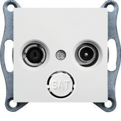 HAGER LUMINA WL3020 ÁTMENŐ TV-RÁDIÓ CSATLAKOZÓALJZAT, FEHÉR BURKOLATTAL, KERET NÉLKÜL, IP20