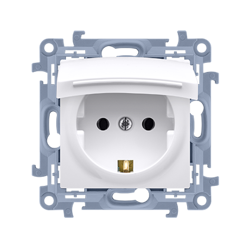 Egyszerű Schuko elektromos aljzat IP44 verzióhoz tömítéssel, fedél színű klapkával (modul) 16A 250V fehér Simon 10