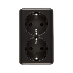 Simon 54 Premium Antracit dupla Schuko aljzat, felületre szerelhető biztonsági zsaluval gyorscsatlakozó, EGSZ2SNZ/48