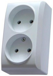 Gniazdo podwójne biały Ospel Bis GN-2B/00