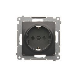 Schuko aljzat biztonsági zsaluval (moduláris)16A, 250V~, gyorscsatlakozó, antracit Kontakt Simon DGSz1CZ.01/48