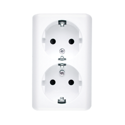 Simon 54 Premium Fehér dupla Schuko aljzat, felületre szerelhető biztonsági zsaluval gyorscsatlakozó, EGSZ2SNZ/11